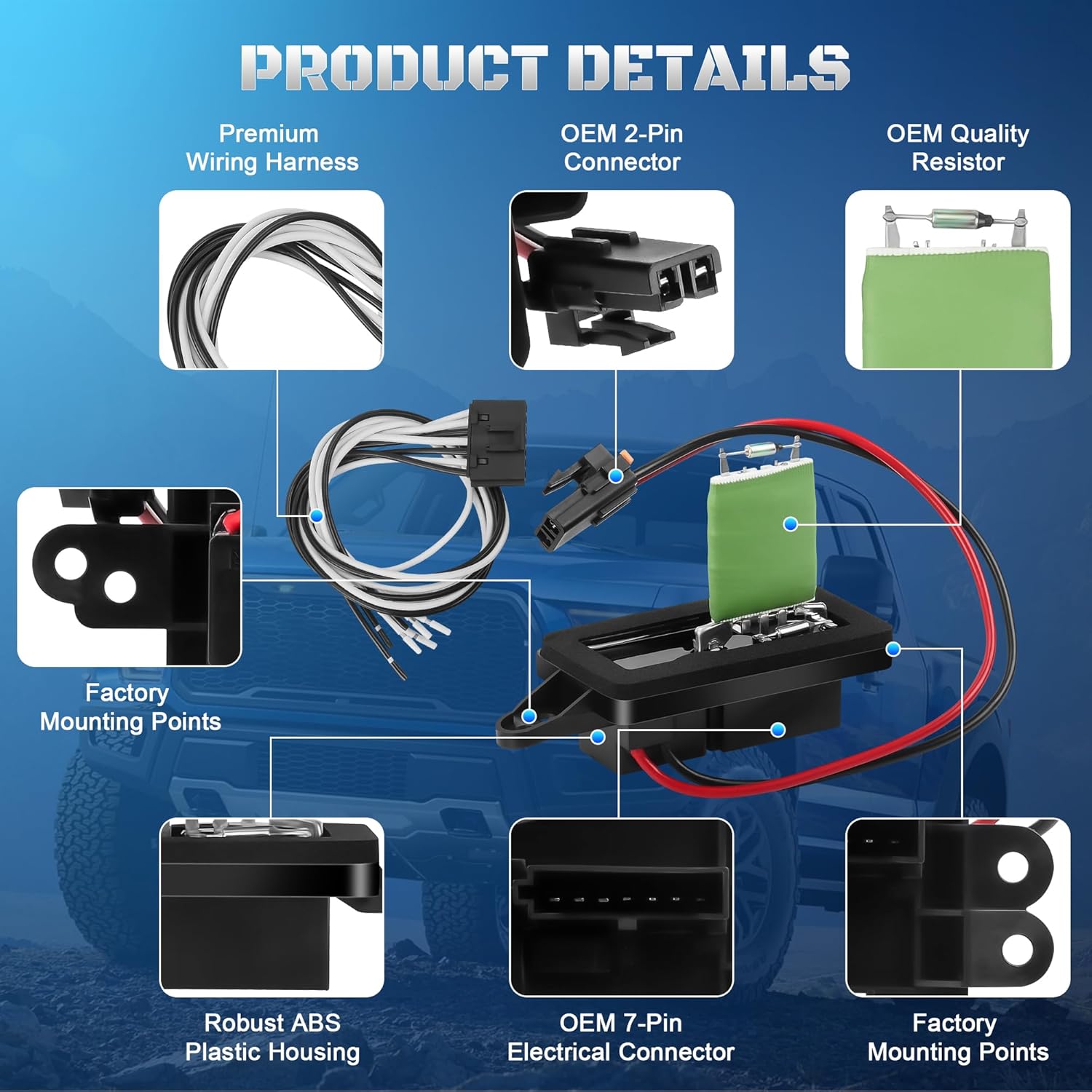 89019100 HVAC Blower Motor Resistor Kit with Harness Compatible with 2002-2009 Chevy Trailblazer & GMC Envoy XL, 2004-2007 Buick Rainier, 2003-2008 Isuzu Ascender Replaces 973-008, 973008